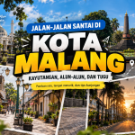 Ilustrasi jalan-jalan di Kota Malang dengan Kayutangan Heritage, Alun-Alun Merdeka, Alun-Alun Tugu, dan Jalan Ijen